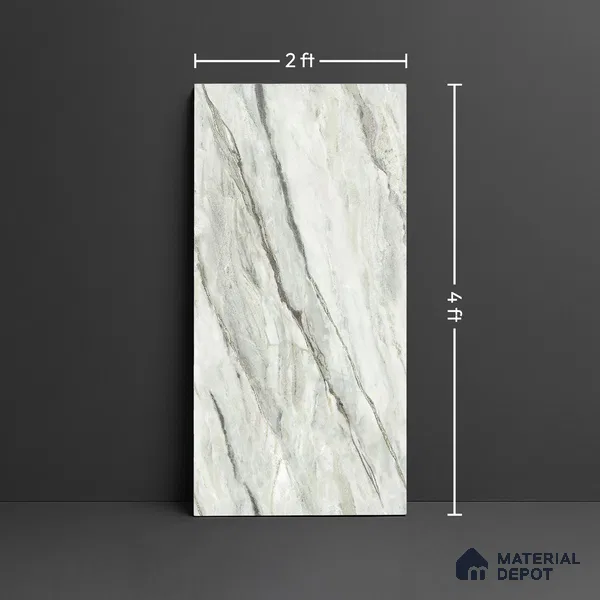 Floor & Wall Tile TL 07848 Endless Oyster Green 4 ft x 2 ft Vitrified Glossy Finish - 9 mm | Suitable for Kitchen, Bathroom, Living Room & Bedroom | Random 6