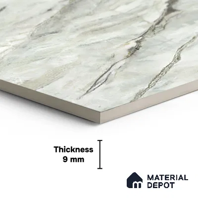 Floor & Wall Tile TL 07848 Endless Oyster Green 4 ft x 2 ft Vitrified Glossy Finish - 9 mm | Suitable for Kitchen, Bathroom, Living Room & Bedroom | Random 6