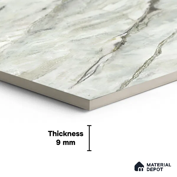 Floor & Wall Tile TL 07848 Endless Oyster Green 4 ft x 2 ft Vitrified Glossy Finish - 9 mm | Suitable for Kitchen, Bathroom, Living Room & Bedroom | Random 6