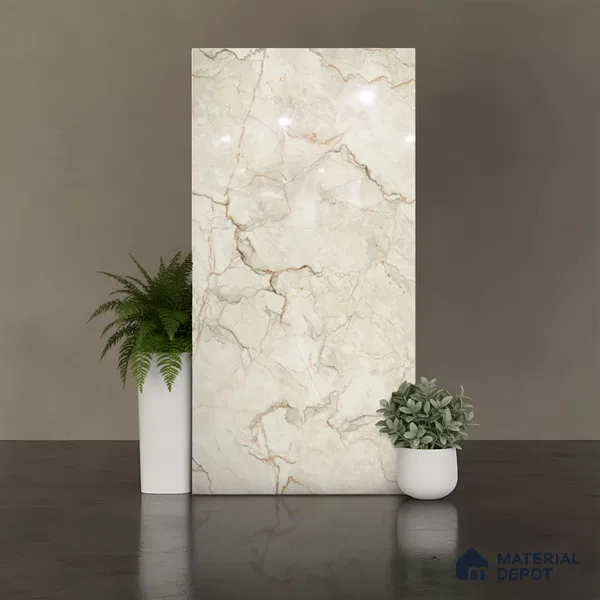 Floor & Wall Tile TL 07849 Endless Sauvage Beige 4 ft x 2 ft Vitrified Glossy Finish - 9 mm | Suitable for Kitchen, Bathroom, Living Room & Bedroom | Random 4