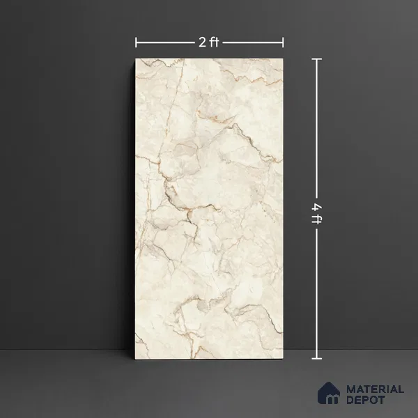 Floor & Wall Tile TL 07849 Endless Sauvage Beige 4 ft x 2 ft Vitrified Glossy Finish - 9 mm | Suitable for Kitchen, Bathroom, Living Room & Bedroom | Random 4