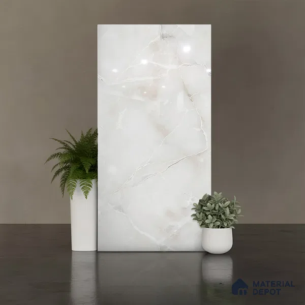 Floor & Wall Tile TL 07845 Endless Dove Bianco 4 ft x 2 ft Vitrified Glossy Finish - 9 mm | Suitable for Kitchen, Bathroom, Living Room & Bedroom | Random 4