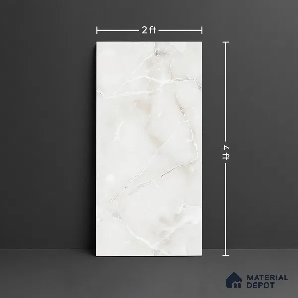 Floor & Wall Tile TL 07845 Endless Dove Bianco 4 ft x 2 ft Vitrified Glossy Finish - 9 mm | Suitable for Kitchen, Bathroom, Living Room & Bedroom | Random 4