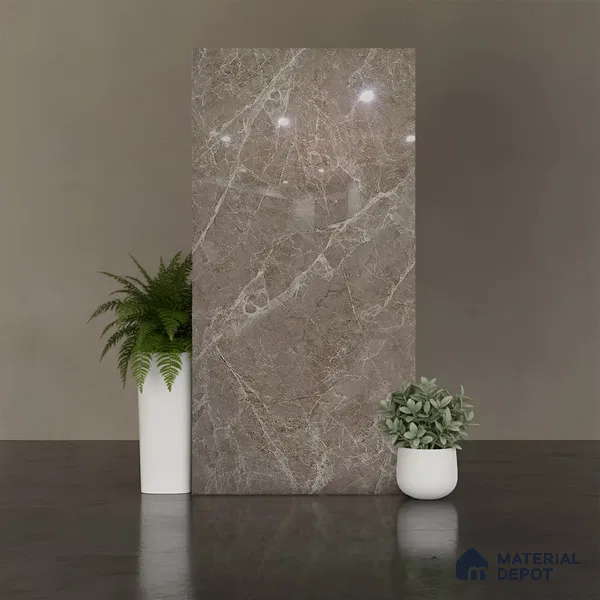 Floor & Wall Tile TL 07846 Endless Elegant Choco 4 ft x 2 ft Vitrified Glossy Finish - 9 mm | Suitable for Kitchen, Bathroom, Living Room & Bedroom | Random 6