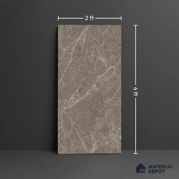 Floor & Wall Tile TL 07846 Endless Elegant Choco 4 ft x 2 ft Vitrified Glossy Finish - 9 mm | Suitable for Kitchen, Bathroom, Living Room & Bedroom | Random 6