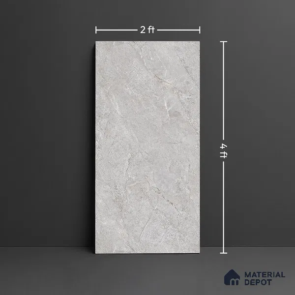 Floor & Wall Tile TL 07838 C Rock Endless Antolia Grey 4 ft x 2 ft Vitrified Carving Matte Finish - 9 mm | Suitable for Kitchen, Bathroom, Living Room & Bedroom | Random 6