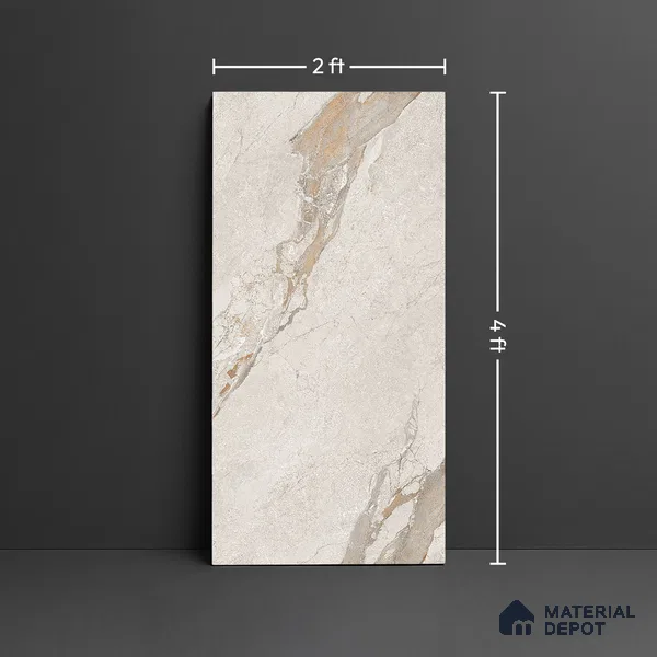Floor & Wall Tile TL 07842 Rock Michel Grey 4 ft x 2 ft Vitrified Carving Matte Finish - 9 mm | Suitable for Kitchen, Bathroom, Living Room & Bedroom | Random 6