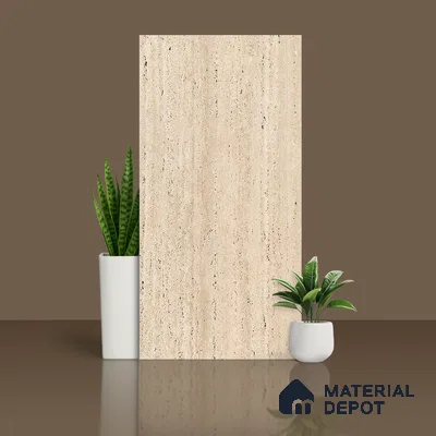 Floor & Wall Tile TL 07837 Travertine Natural 4 ft x 2 ft Vitrified Carving Matte Finish - 9 mm | Suitable for Kitchen, Bathroom, Living Room & Bedroom | Random 4