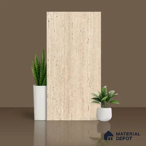 Floor & Wall Tile TL 07837 Travertine Natural 4 ft x 2 ft Vitrified Carving Matte Finish - 9 mm | Suitable for Kitchen, Bathroom, Living Room & Bedroom | Random 4