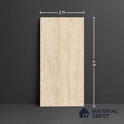 Floor & Wall Tile TL 07837 Travertine Natural 4 ft x 2 ft Vitrified Carving Matte Finish - 9 mm | Suitable for Kitchen, Bathroom, Living Room & Bedroom | Random 4