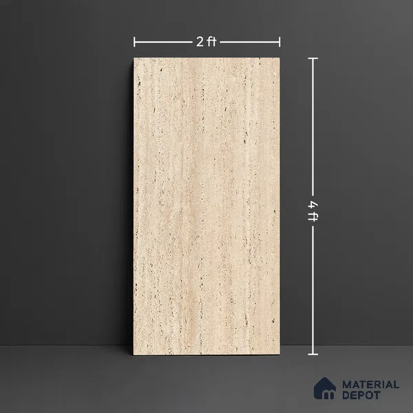 Floor & Wall Tile TL 07837 Travertine Natural 4 ft x 2 ft Vitrified Carving Matte Finish - 9 mm | Suitable for Kitchen, Bathroom, Living Room & Bedroom | Random 4