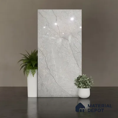 Floor & Wall Tile TL 07840 D Endless Renor Grey 4 ft x 2 ft Vitrified Glossy Finish - 9 mm | Suitable for Kitchen, Bathroom, Living Room & Bedroom | Random 6
