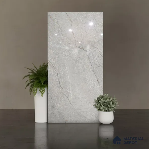 Floor & Wall Tile TL 07840 D Endless Renor Grey 4 ft x 2 ft Vitrified Glossy Finish - 9 mm | Suitable for Kitchen, Bathroom, Living Room & Bedroom | Random 6