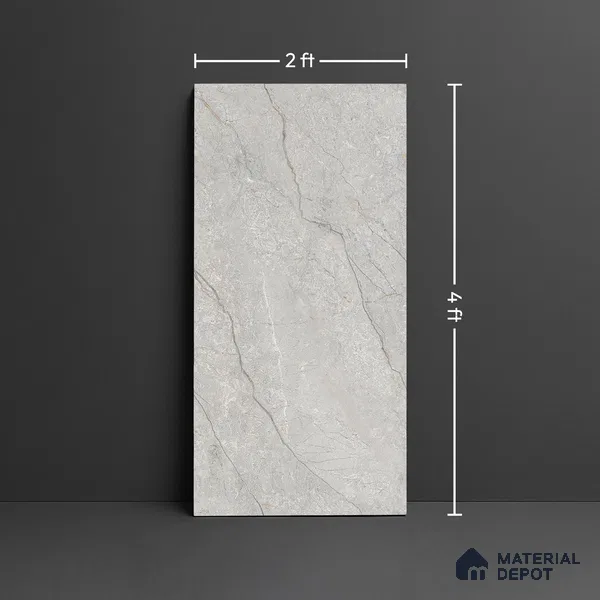 Floor & Wall Tile TL 07840 D Endless Renor Grey 4 ft x 2 ft Vitrified Glossy Finish - 9 mm | Suitable for Kitchen, Bathroom, Living Room & Bedroom | Random 6