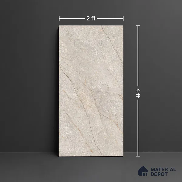 Floor & Wall Tile TL 07840 Rock Endless Renor Beige 4 ft x 2 ft Vitrified Carving Matte Finish - 9 mm | Suitable for Kitchen, Bathroom, Living Room & Bedroom | Random 6