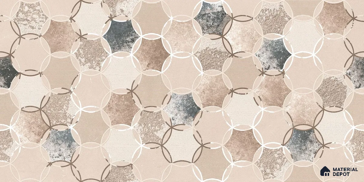 Wall Tile TL 07856 B Hexaleaf Harmony Decor 4 ft x 2 ft Vitrified Matte Finish - 9 mm| Random 2 | Suitable For Bathroom, Accent/Feature Wall, Dining Area
