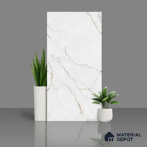 Floor & Wall Tile TL 07836 Infinite Fonix White 4 ft x 2 ft Vitrified Carving Matte Finish - 9 mm | Suitable for Kitchen, Bathroom, Living Room & Bedroom | Random 4