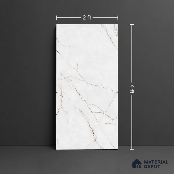 Floor & Wall Tile TL 07836 Infinite Fonix White 4 ft x 2 ft Vitrified Carving Matte Finish - 9 mm | Suitable for Kitchen, Bathroom, Living Room & Bedroom | Random 4