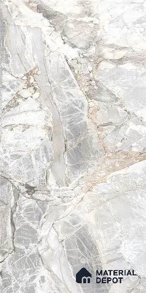 Grey Marble Floor & Wall Tile TL 07431 Prestige Royal Credal Smoke 4 ft x 2 ft Vitrified Matte Finish - 9 mm | Random 6 | Suitable for Living Room, Bedroom, Bathroom (Sample)