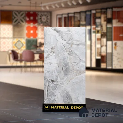 Grey Marble Floor & Wall Tile TL 07431 Prestige Royal Credal Smoke 4 ft x 2 ft Vitrified Matte Finish - 9 mm | Random 6 | Suitable for Living Room, Bedroom, Bathroom (Sample)