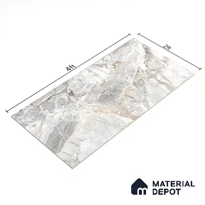 Grey Marble Floor & Wall Tile TL 07431 Prestige Royal Credal Smoke 4 ft x 2 ft Vitrified Matte Finish - 9 mm | Random 6 | Suitable for Living Room, Bedroom, Bathroom (Sample)
