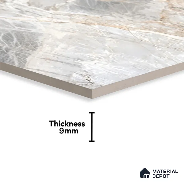 Grey Marble Floor & Wall Tile TL 07431 Prestige Royal Credal Smoke 4 ft x 2 ft Vitrified Matte Finish - 9 mm | Random 6 | Suitable for Living Room, Bedroom, Bathroom (Sample)
