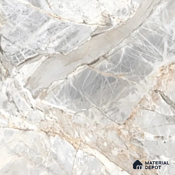 Grey Marble Floor & Wall Tile TL 07431 Prestige Royal Credal Smoke 4 ft x 2 ft Vitrified Matte Finish - 9 mm | Random 6 | Suitable for Living Room, Bedroom, Bathroom (Sample)