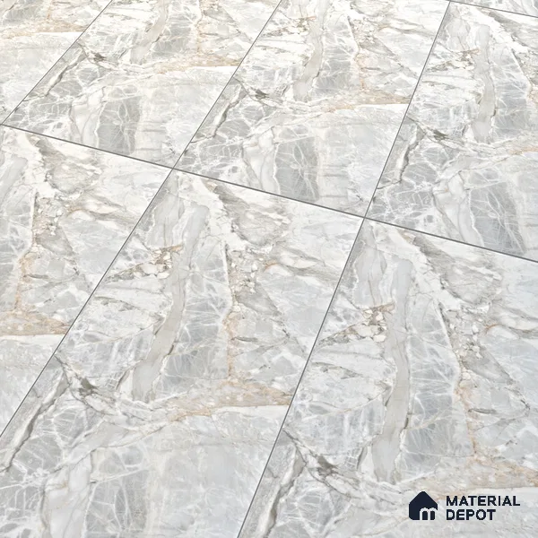 Grey Marble Floor & Wall Tile TL 07431 Prestige Royal Credal Smoke 4 ft x 2 ft Vitrified Matte Finish - 9 mm | Random 6 | Suitable for Living Room, Bedroom, Bathroom (Sample)
