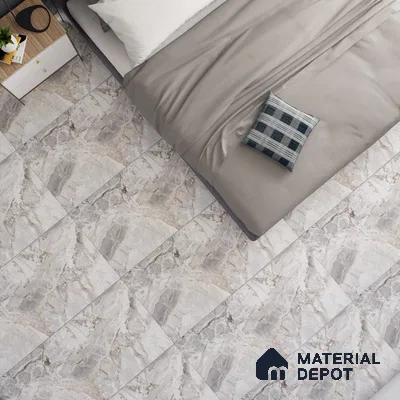 Grey Marble Floor & Wall Tile TL 07431 Prestige Royal Credal Smoke 4 ft x 2 ft Vitrified Matte Finish - 9 mm | Random 6 | Suitable for Living Room, Bedroom, Bathroom (Sample)