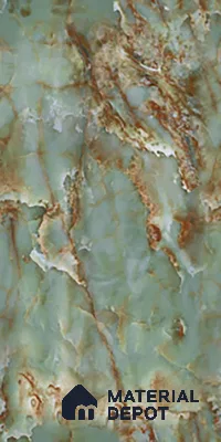 Marble Floor & Wall Tile TL 10278 Emerald Onyx 4 ft x 2 ft Glossy Finish Vitrified Tile - 9 mm | Suitable for Living Room, Bedroom & Bathroom