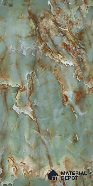 Marble Floor & Wall Tile TL 10278 Emerald Onyx 4 ft x 2 ft Glossy Finish Vitrified Tile - 9 mm | Suitable for Living Room, Bedroom & Bathroom