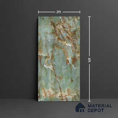 Marble Floor & Wall Tile TL 10278 Emerald Onyx 4 ft x 2 ft Glossy Finish Vitrified Tile - 9 mm | Suitable for Living Room, Bedroom & Bathroom