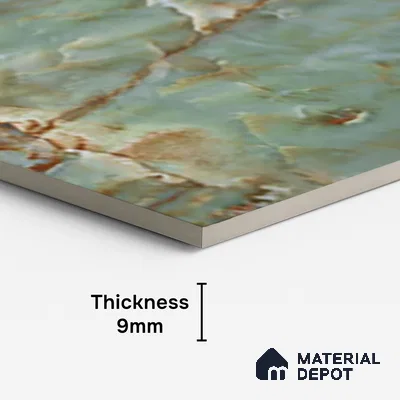Marble Floor & Wall Tile TL 10278 Emerald Onyx 4 ft x 2 ft Glossy Finish Vitrified Tile - 9 mm | Suitable for Living Room, Bedroom & Bathroom
