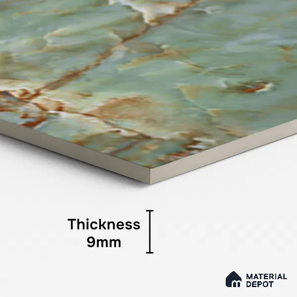Marble Floor & Wall Tile TL 10278 Emerald Onyx 4 ft x 2 ft Glossy Finish Vitrified Tile - 9 mm | Suitable for Living Room, Bedroom & Bathroom