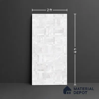 White Stone Floor & Wall Tile TL 08778 B  Royal Miami Onyx White Decor 4 ft x 2 ft Vitrified Glossy Finish - 9 mm | Random Design | Suitable for Living Room, Bedroom, Bathroom
