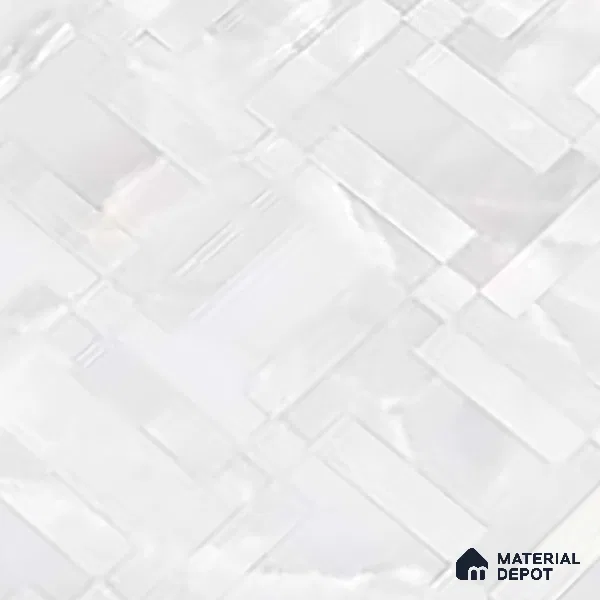 White Stone Floor & Wall Tile TL 08778 B  Royal Miami Onyx White Decor 4 ft x 2 ft Vitrified Glossy Finish - 9 mm | Random Design | Suitable for Living Room, Bedroom, Bathroom