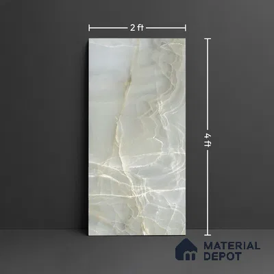 Green Stone Floor & Wall Tile TL 08778 C  Royal Miami Onyx Green 4 ft x 2 ft Vitrified Glossy Finish - 9 mm | Random 6 | Suitable for Living Room, Bedroom, Bathroom