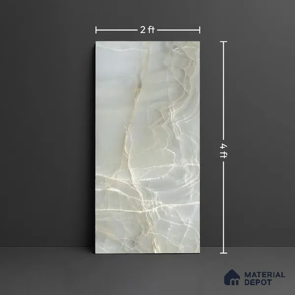 Green Stone Floor & Wall Tile TL 08778 C  Royal Miami Onyx Green 4 ft x 2 ft Vitrified Glossy Finish - 9 mm | Random 6 | Suitable for Living Room, Bedroom, Bathroom