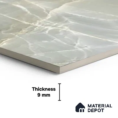 Green Stone Floor & Wall Tile TL 08778 C  Royal Miami Onyx Green 4 ft x 2 ft Vitrified Glossy Finish - 9 mm | Random 6 | Suitable for Living Room, Bedroom, Bathroom