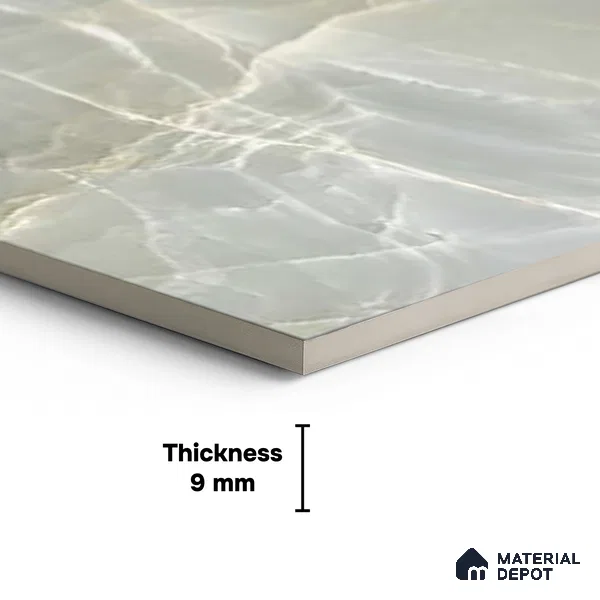 Green Stone Floor & Wall Tile TL 08778 C  Royal Miami Onyx Green 4 ft x 2 ft Vitrified Glossy Finish - 9 mm | Random 6 | Suitable for Living Room, Bedroom, Bathroom