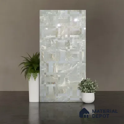 Green Stone Floor & Wall Tile TL 08778 D  Royal Miami Onyx Green Decor 4 ft x 2 ft Vitrified Glossy Finish - 9 mm | Random Design | Suitable for Living Room, Bedroom, Bathroom
