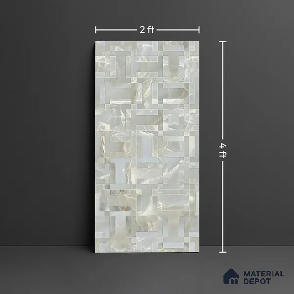 Green Stone Floor & Wall Tile TL 08778 D  Royal Miami Onyx Green Decor 4 ft x 2 ft Vitrified Glossy Finish - 9 mm | Random Design | Suitable for Living Room, Bedroom, Bathroom