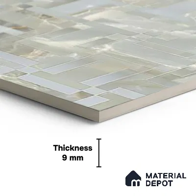 Green Stone Floor & Wall Tile TL 08778 D  Royal Miami Onyx Green Decor 4 ft x 2 ft Vitrified Glossy Finish - 9 mm | Random Design | Suitable for Living Room, Bedroom, Bathroom