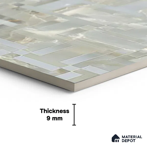 Green Stone Floor & Wall Tile TL 08778 D  Royal Miami Onyx Green Decor 4 ft x 2 ft Vitrified Glossy Finish - 9 mm | Random Design | Suitable for Living Room, Bedroom, Bathroom