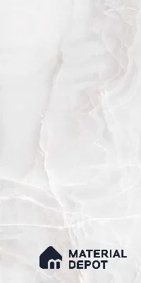 White Stone Floor & Wall Tile TL 08778  Royal Miami Onyx White 4 ft x 2 ft Vitrified Glossy Finish - 9 mm | Random 6 | Suitable for Living Room, Bedroom, Bathroom