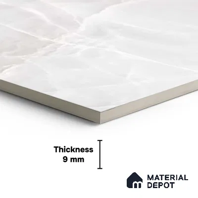 White Stone Floor & Wall Tile TL 08778  Royal Miami Onyx White 4 ft x 2 ft Vitrified Glossy Finish - 9 mm | Random 6 | Suitable for Living Room, Bedroom, Bathroom