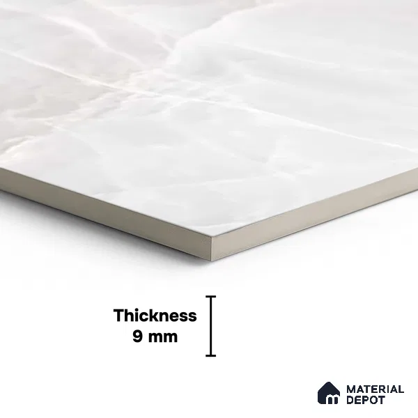 White Stone Floor & Wall Tile TL 08778 Royal Miami Onyx White 4 ft x 2 ft Vitrified Glossy Finish - 9 mm | Random 6 | Suitable for Living Room, Bedroom, Bathroom