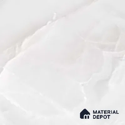 White Stone Floor & Wall Tile TL 08778  Royal Miami Onyx White 4 ft x 2 ft Vitrified Glossy Finish - 9 mm | Random 6 | Suitable for Living Room, Bedroom, Bathroom