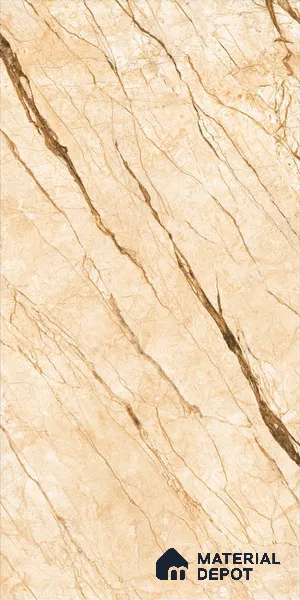 Marble Floor & Wall Tile TL 10566 Almond Beige 4 ft x 2 ft Glossy Finish Vitrified Tile - 9 mm | Suitable for Living Room, Bedroom & Bathroom