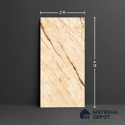 Marble Floor & Wall Tile TL 10566 Almond Beige 4 ft x 2 ft Glossy Finish Vitrified Tile - 9 mm | Suitable for Living Room, Bedroom & Bathroom